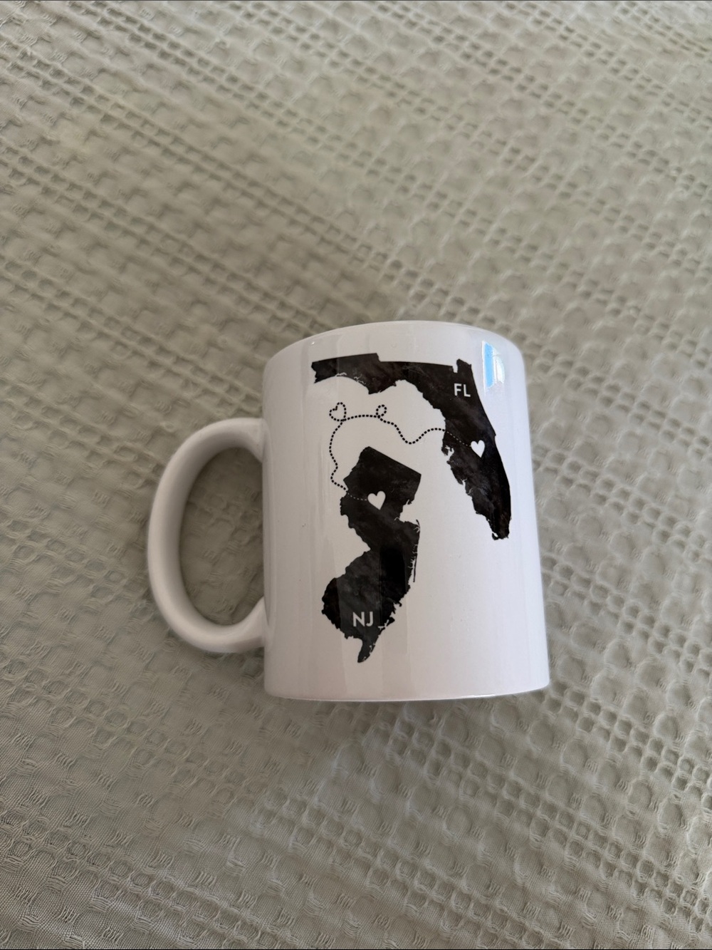 White State-to-State Heart Ceramic Mug New Jersey to Florida